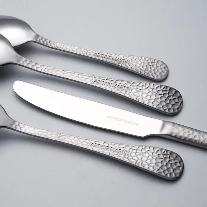 Arthur Martin AM4463 Juego de cubiertos - 24 piezas - Acero inoxidable - Acabado martillado