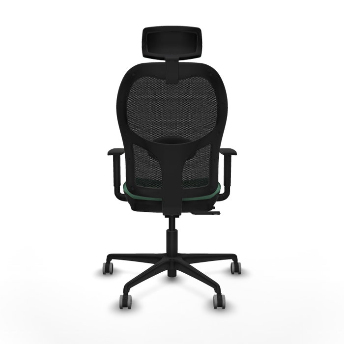 PIQUERAS Y CRESPO Silla de oficina Jorquera con mecanismo Sincro/Traslack, Tela Verde esmeralda y Malla Negra