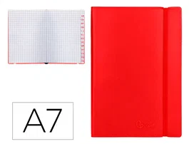 Liderpapel Libreta Similpiel A7 120 Hojas 70gr Cuadriculada Rojo