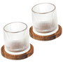 Cook Concept Juego de 2 Vasos de Whisky con Posavasos de Acacia Colección Cocktail Basculante Capacidad 160ml