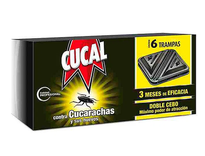 Cucal Trampas contra cucarachas y huevos doble cebo 3 meses de eficacia pack de 6 trampas