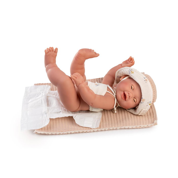 Muñecas Antonio Juan Muñeca Recién Nacida Mia Pipí Playera 50165, 42 cm, Hace Pipí con Biberón, Incluye Manta y Accesorios, Juguete para Niñas +3 años