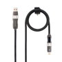 Nanocable Cable USB 2.0 con Display Digital, Cabezales Intercambiables (USB-C/USB-A a Lightning/USB-C), 27W, 1m, Negro