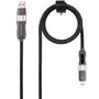 Nano Cable Cable USB-C 2.0 27W 10.01.2501 con Display Digital, Cabezales Intercambiables USB-C/USB-A a Lightning/USB-C, Mallado Algodón, 1 m, Negro