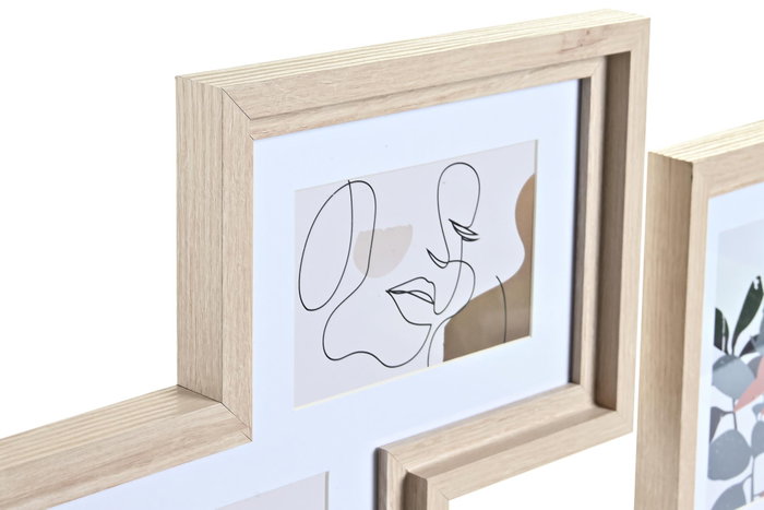 DKD Home Decor Set de 5 Marcos de Fotos Natural y Multicolor