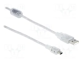 DeLOCK Cable USB 2.0 Tipo-A a Mini-B, 1 m, Transparente