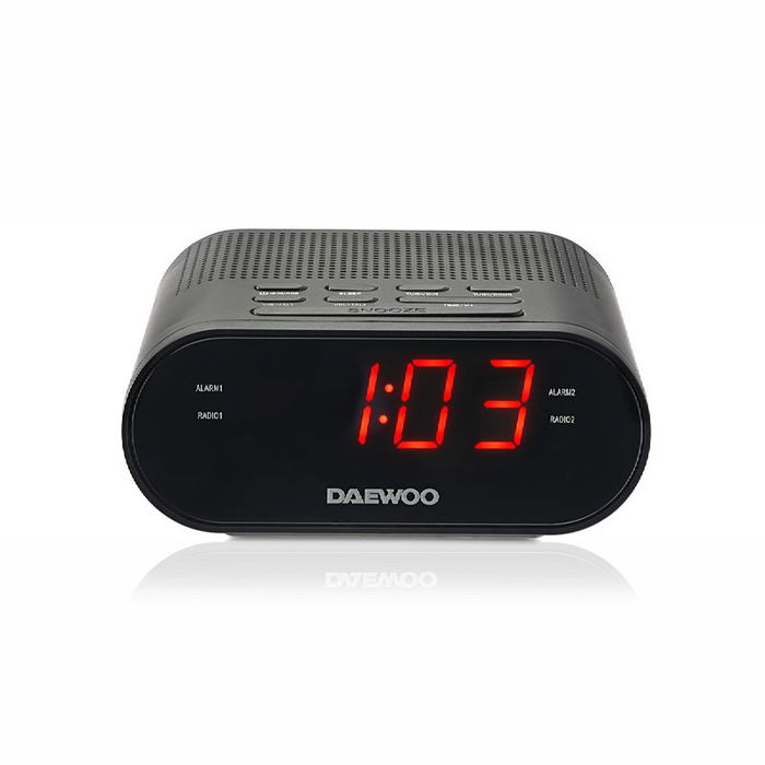 Daewoo Radio Reloj Despertador con Sintonizador AM/FM y Entrada Auxiliar de 3.5mm para Conectar Dispositivos Externos
