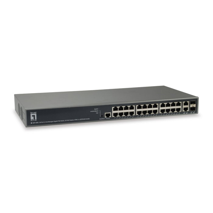 Level One GEP-2682 Switch Gestionado L3 con 24 Puertos PoE+ y 2 SFP