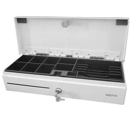 Approx appCASH02FLIPTOPWH Cajón Portamonedas Manual y Automático Blanco con 6 Compartimentos para Billetes y 8 para Monedas Approx appCASH02FLIPTOPWH Cajón Portamonedas Manual y Automático Blanco con 6 Compartimentos para Billetes y 8 para Monedas