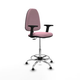 PIQUERAS Y CRESPO Taburete Aýna Rosa con Brazos 2D y Base Cromada