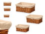 Kipit Set 3 Cestos Rectangulares de Mimbre Natural con Detalles en Tela 39x29x16.5 cm (Set de 6)