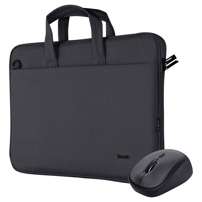Trust Bologna Funda Maletín para Portátil 16 Pulgadas Negro - Con Material Reciclado PET