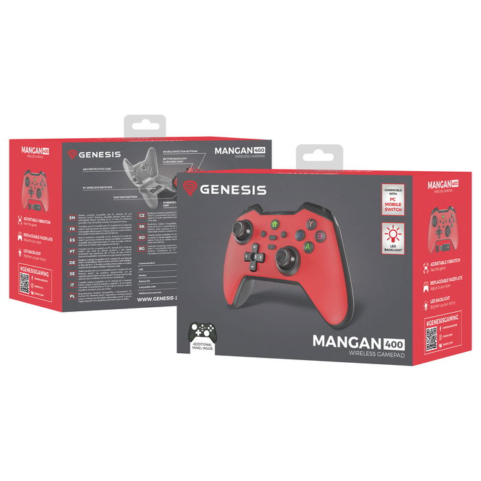 Genesis Gamepad MANGAN 400 Inalámbrico - Mando para PC y Nintendo Switch, Color Rojo y Negro Genesis Gamepad MANGAN 400 Inalámbrico - Mando para PC y Nintendo Switch, Color Rojo y Negro