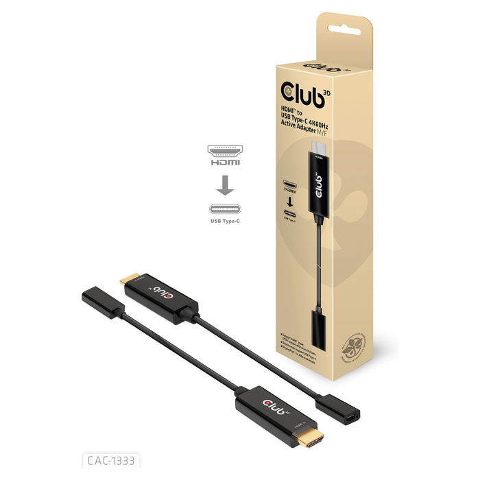 Club 3D Adaptador HDMI 2.0 a USB-C Activo 4K 60Hz (St/Bu)
