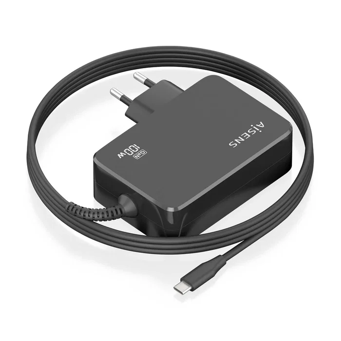 Aisens Cargador GaN 100W USB-C PD3.0 con cable de 1.8m Negro