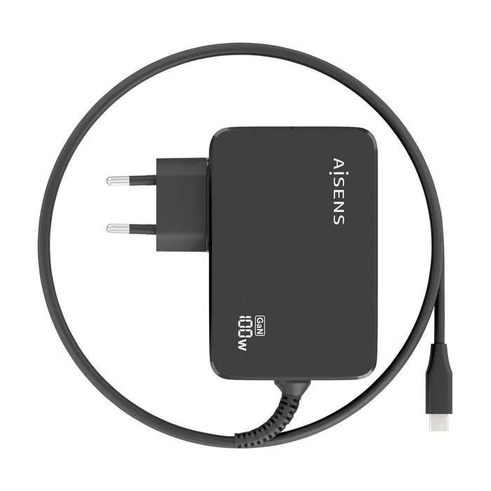Aisens Cargador GaN 100W USB-C PD3.0 con cable de 1.8m Negro