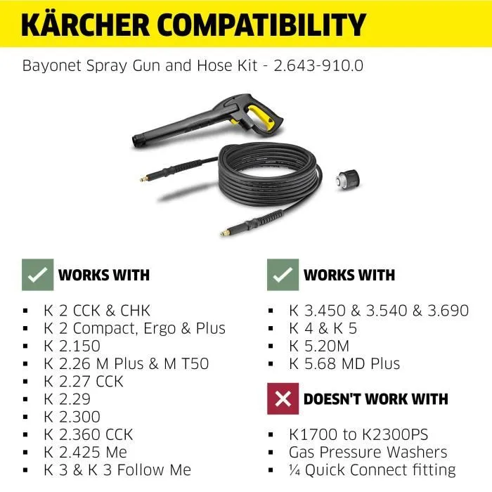 Kärcher Set de acoplamiento rápido compatible con todas las máquinas, excepto modelos con carrete, incluye empuñadura, manguera 7.5m y adaptador Kärcher Set de acoplamiento rápido compatible con todas las máquinas, excepto modelos con carrete, incluye empuñadura, manguera 7.5m y adaptador