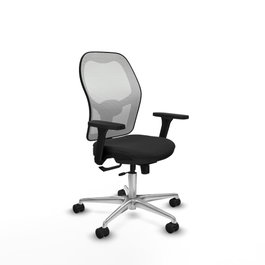 PIQUERAS Y CRESPO Silla de oficina Jorquera con mecanismo Sincro/Traslack, Similpiel Negro y Malla Blanca