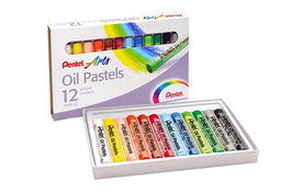 Pentel Lápices al Óleo Pastel, Caja de 12 Colores Surtidos para Dibujo Artístico