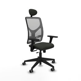 PIQUERAS Y CRESPO Silla de oficina Motilla con mecanismo Sincro/Traslack, Tela Negra y Malla Gris
