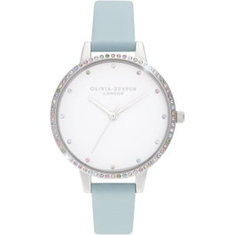 Olivia Burton Reloj OB16RB19 con correa azul y caja plateada