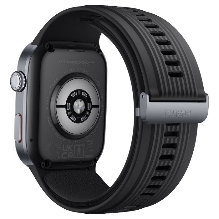 Huawei Watch D2 (Luca-B19) Reloj Inteligente Rectangular AMOLED 1.82" 38 mm con NFC, Bluetooth 5.2, Carga Inalámbrica, IP68, Correa Fluoroelastómero Negro