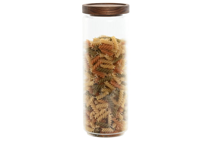 DKD Home Decor Bote de Cristal y Acacia 1,25L Transparente DKD Home Decor Bote de Cristal y Acacia 1,25L Transparente