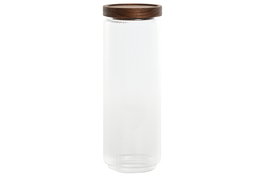 DKD Home Decor Bote de Cristal y Acacia 1,25L Transparente