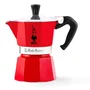 Bialetti Moka Express Cafetera Italiana 3 Tazas Color Roja de Aluminio Pulido