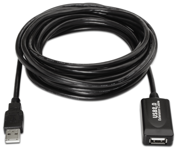 Aisens Cable Extensión USB 2.0 con Amplificador 5m Negro A101-0018
