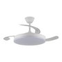 Cristalrecord Milky M Eco - Ventilador de Techo con Luz LED 45W 4400lm, 3 Aspas Retráctiles, 6 Velocidades, Motor DC, Mando a Distancia, Color Blanco, Ø106 cm