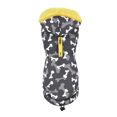 Nayeco Camuflabones Chaqueta para Perro Gris 20 cm Impermeable con Capucha y Forro de Borreguito