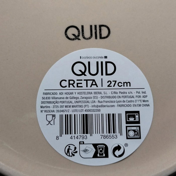 Quid Plato Llano Cerámico Creta Azul 27 cm