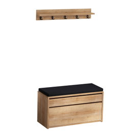 Hanah Home Soporte de Pasillo Roble y Negro con Perchero Organizador 80x42x35 cm