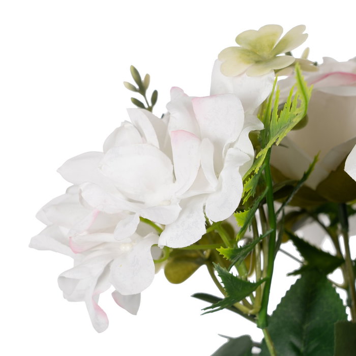 Bouquet Rosas Blanco Pvc-Tejido 43 cm (Set de 6)