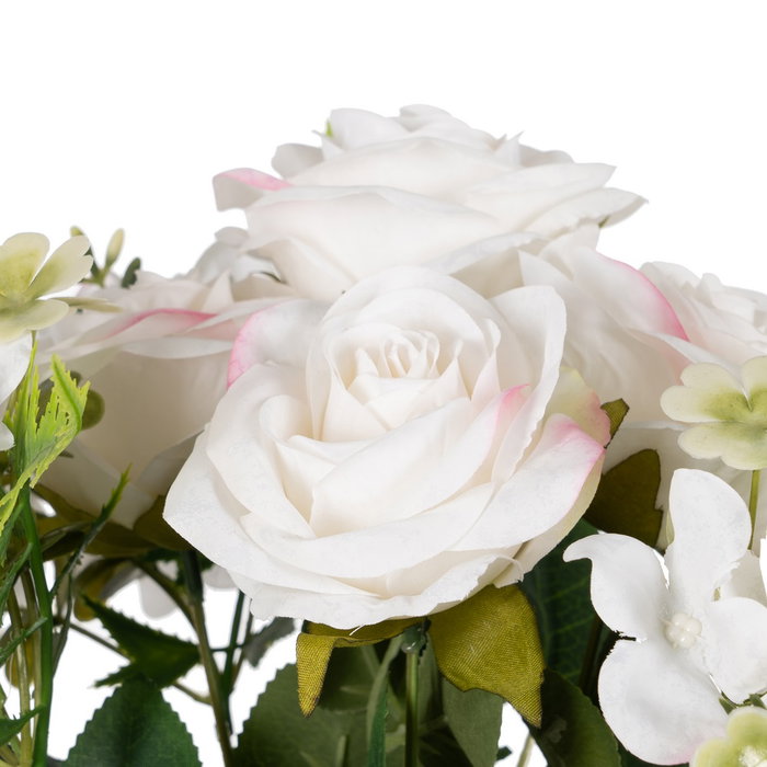 Bouquet Rosas Blanco Pvc-Tejido 43 cm (Set de 6)