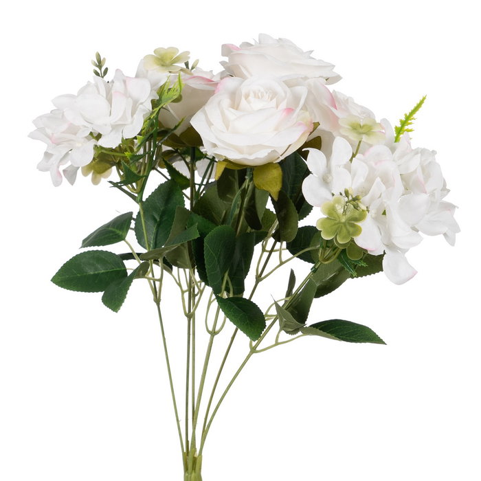 Bouquet Rosas Blanco Pvc-Tejido 43 cm (Set de 6)
