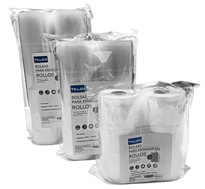 TALOX Pack de 2 Rollos para Envasar al Vacío Gofrada 28 cm x 10 m