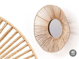 Giftdecor Espejo 40 cm Vuelo Ondas Cuerda con Marco de Metal y Vidrio (Set de 6)