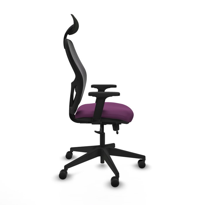 PIQUERAS Y CRESPO Silla de oficina Alocén con mecanismo traslack, malla negra y asiento morado PIQUERAS Y CRESPO Silla de oficina Alocén con mecanismo traslack, malla negra y asiento morado