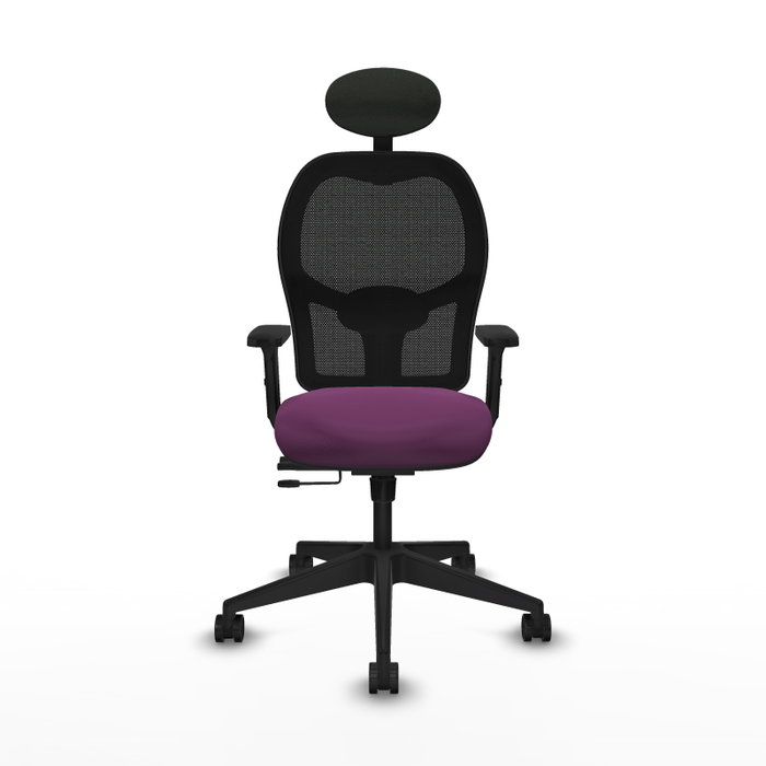 PIQUERAS Y CRESPO Silla de oficina Alocén con mecanismo traslack, malla negra y asiento morado PIQUERAS Y CRESPO Silla de oficina Alocén con mecanismo traslack, malla negra y asiento morado