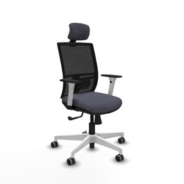 PIQUERAS Y CRESPO Silla de oficina Yunquera con mecanismo Sincro, Gris oscuro y Negro