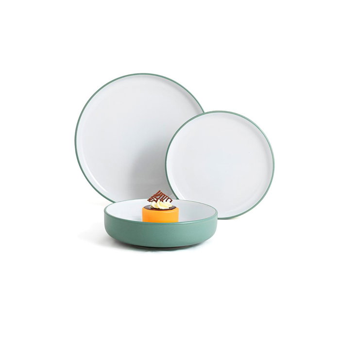 Luminarc Set de 12 Platos Llanos Cerámicos Bodo Verde 26,5x2,8 cm Luminarc Set de 12 Platos Llanos Cerámicos Bodo Verde 26,5x2,8 cm