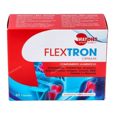 WAYDIET NATURAL PRODUCTS Flextron 60 Cápsulas Suplemento Nutrición Articular con Glucosamina, Condroitina, Cúrcuma y Vitamina C WAYDIET NATURAL PRODUCTS Flextron 60 Cápsulas Suplemento Nutrición Articular con Glucosamina, Condroitina, Cúrcuma y Vitamina C