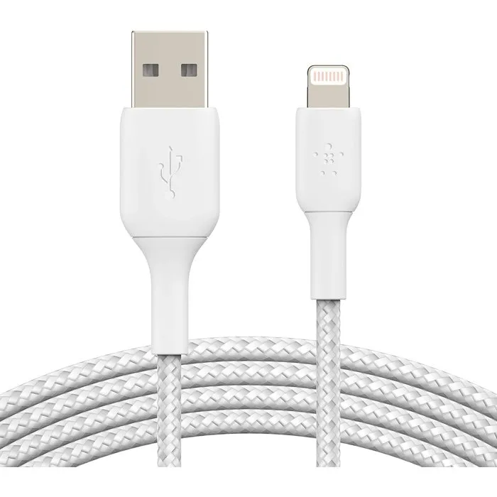 Belkin Cable Trenzado Lightning a USB-A 2 m Blanco BEL0745883788750