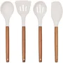 Livoo MES153G Juego de 4 Utensilios con Olla Acacia FSC y Silicona 31 cm