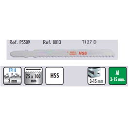 CMT 5509 T127D Hojas Calar para Aluminio, Metal No Ferroso, Plástico y Uralita
