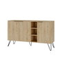 Hanah Home Consola Roble 142x83x35.6 cm Tablero Melamina Estantes Patas Metal