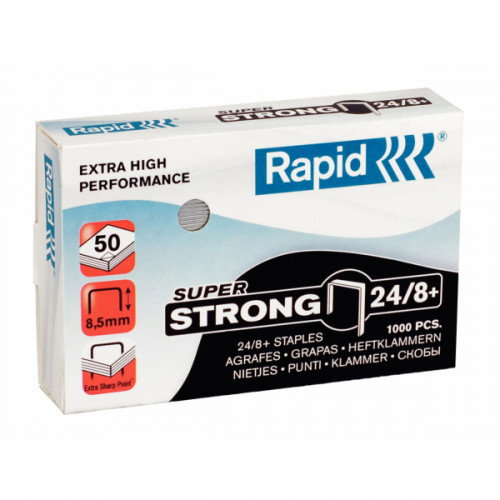 Rapid Grapas 24/8+ Super Strong Galvanizada Caja 1000 unidades Rapid Grapas 24/8+ Super Strong Galvanizada Caja 1000 unidades