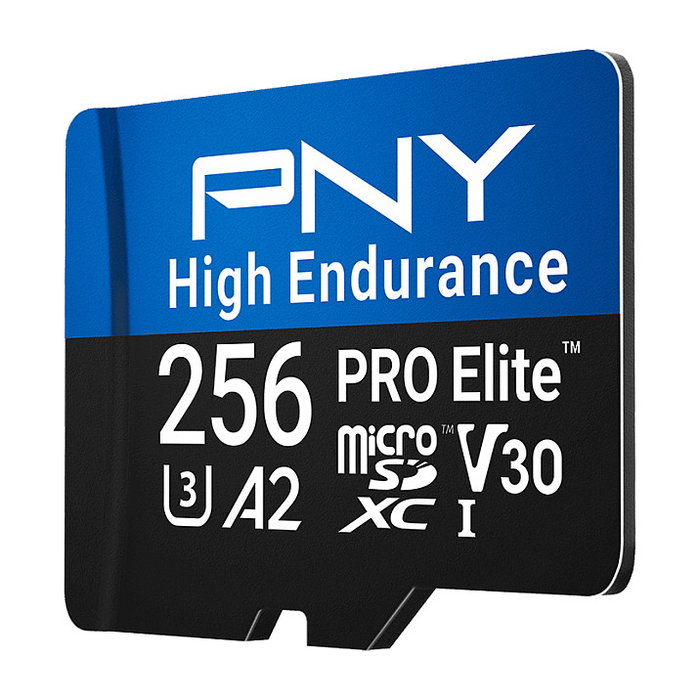 PNY Technologies PRO Elite High Endurance Tarjeta de Memoria MicroSDXC 256 GB Clase 10 UHS-I U3 V30 A2, Lectora 100 MB/s, Resistente a Agua, Golpes y Temperatura, con Adaptador SD